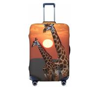 AMREWQYL Giraffe at sunset printed Suitcase Cover Washable Elastic luggage cover, Black, XL