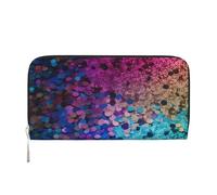 AMREWQYL Glitter Sequin Spot printed Leather Hand Wallet Women's Travel Wallet Credit Card Wallet, Black, One Size