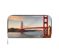AMREWQYL Golden Gate Bridge printed Leather Hand Wallet Women's Travel Wallet Credit Card Wallet, Black, One Size