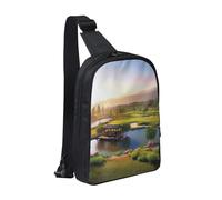 AMREWQYL Golf Resort Park Printed Chest Bag Dual Pocket Diagonally Chest Messenger Bag