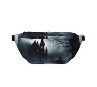 AMREWQYL Gothic Happy Halloween printed Crossbody Waist Pack Casual Chest Bag, Black, One Size