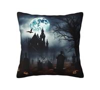 AMREWQYL Gothic Happy Halloween Printed Pillow 18x18in Throw Pillow Cover Square Cushion Cover