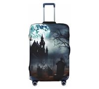 AMREWQYL Gothic Happy Halloween printed Suitcase Cover Washable Elastic luggage cover, Black, M