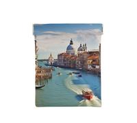 AMREWQYL Grand canal in Italy printed Leather Popper Coin Case Portable Coin Organizer Bag, White, One Size, Coinpurse