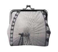 AMREWQYL Gray ferris wheel printed Coin Purse Women's Leather Mini Coin bag Travel Wallet