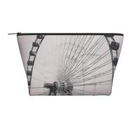 AMREWQYL Gray ferris wheel printed Daily Storage bag Makeup Bag Travel Toiletry Bag, Black, One Size