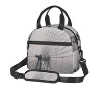 AMREWQYL Gray ferris wheel printed Lunch Bag Handheld Crossbody Insulated Lunch Box