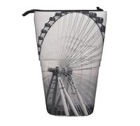 AMREWQYL Gray ferris wheel printed Pencil Telescopic storage pouch