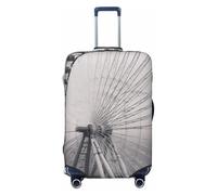 AMREWQYL Gray ferris wheel printed Suitcase Cover Washable Elastic luggage cover, Black, M