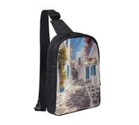AMREWQYL Greece Street Printed Chest Bag Dual Pocket Diagonally Chest Messenger Bag