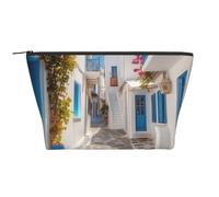 AMREWQYL Greece Street printed Daily Storage bag Makeup Bag Travel Toiletry Bag, Black, One Size