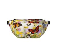 AMREWQYL Group of Butterflies printed Crossbody Waist Pack Casual Chest Bag, Black, One Size
