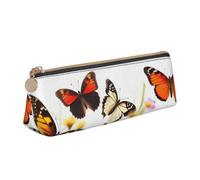 AMREWQYL Group of Butterflies printed Leather Pencil Case Portable Stationery Pouch