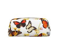 AMREWQYL Group of Butterflies printed Pencil Bag 3D leather zipper pen case