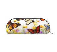 AMREWQYL Group of Butterflies printed Pencil Bag Leather Pen Case Portable Stationery Pouch