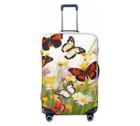 AMREWQYL Group of Butterflies printed Suitcase Cover Washable Elastic luggage cover, Black, M