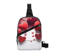 AMREWQYL Handmade Red Hearts Printed Chest Package Chest Messenger Bag