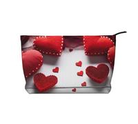 AMREWQYL Handmade Red Hearts printed Corduroy Makeup Bag Travel Toiletry Bag Cosmetic Bag Clutch Bag, Black, One Size