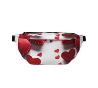 AMREWQYL Handmade Red Hearts printed Crossbody Waist Pack Casual Chest Bag, Black, One Size