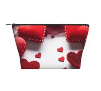 AMREWQYL Handmade Red Hearts printed Daily Storage bag Makeup Bag Travel Toiletry Bag, Black, One Size
