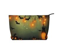 AMREWQYL Happy Halloween Printed Corduroy Toiletry Bag, Black, One Size, Black, One Size