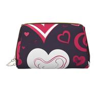 AMREWQYL Happy Valentine's Day printed Leather Portable Cosmetic Bag Toiletry Bag Clutch Bag, White, One Size