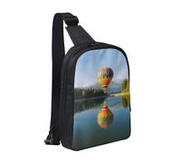 AMREWQYL Hot Balloon Above The Calm Lake Printed Chest Bag Dual Pocket Diagonally Chest Messenger Bag