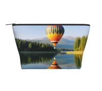 AMREWQYL Hot Balloon Above The Calm Lake printed Daily Storage bag Makeup Bag Travel Toiletry Bag, Black, One Size