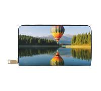 AMREWQYL Hot Balloon Above The Calm Lake printed Leather Wallet Women's Travel Wallet Credit Card Wallet, White, One Size