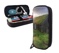 AMREWQYL Iceland Hut printed Leather Pencil Case storage pouch