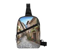AMREWQYL Italian Town Street Printed Chest Package Chest Messenger Bag