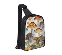 AMREWQYL Japanese Painting Mushroom Printed Chest Bag Dual Pocket Diagonally Chest Messenger Bag