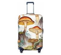 AMREWQYL Japanese Painting mushroom printed Suitcase Cover Washable Elastic luggage cover, Black, M