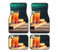 AMREWQYL Juice on The Wooden Board Printed Car Foot Mat Four-Piece Set Universal Car Accessories