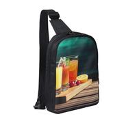 AMREWQYL Juice On The Wooden Board Printed Chest Bag Dual Pocket Diagonally Chest Messenger Bag