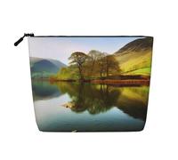AMREWQYL Lake District National Park printed Fake Hemp Makeup Bag Travel Toiletry Bag, Black, One Size