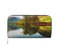 AMREWQYL Lake District National Park printed Leather Hand Wallet Women's Travel Wallet Credit Card Wallet, Black, One Size