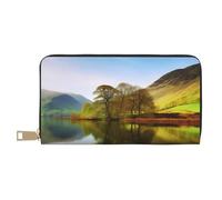 AMREWQYL Lake District National Park printed Leather Wallet Women's Travel Wallet Credit Card Wallet, White, One Size