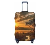 AMREWQYL Last Sun Rays printed Suitcase Cover Washable Elastic luggage cover, Black, S