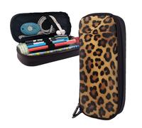 AMREWQYL Leopard Skin printed Leather Pencil Case storage pouch