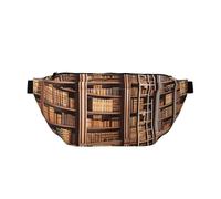 AMREWQYL Library Bookcase printed Crossbody Waist Pack Casual Chest Bag, Black, One Size
