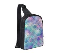 AMREWQYL Mermaid Scales Printed Chest Bag Dual Pocket Diagonally Chest Messenger Bag