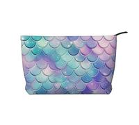 AMREWQYL Mermaid Scales printed Corduroy Makeup Bag Travel Toiletry Bag Cosmetic Bag Clutch Bag, Black, One Size