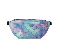 AMREWQYL Mermaid Scales printed Crossbody Waist Pack Casual Chest Bag, Black, One Size