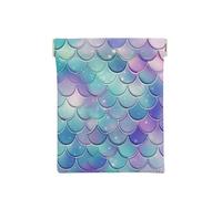 AMREWQYL Mermaid Scales printed Leather Popper Coin Case Portable Coin Organizer Bag, White, One Size, Coinpurse