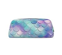 AMREWQYL Mermaid Scales printed Pencil Bag 3D leather zipper pen case