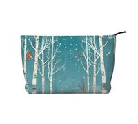 AMREWQYL Merry Christmas Birch Tree printed Corduroy Makeup Bag Travel Toiletry Bag Cosmetic Bag Clutch Bag, Black, One Size