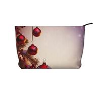 AMREWQYL Merry Christmas printed Corduroy Makeup Bag Travel Toiletry Bag Cosmetic Bag Clutch Bag, Black, One Size