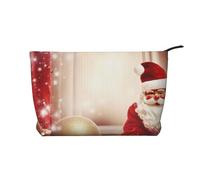 AMREWQYL Merry Christmas2 printed Corduroy Makeup Bag Travel Toiletry Bag Cosmetic Bag Clutch Bag, Black, One Size