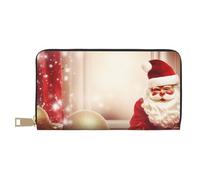 AMREWQYL Merry Christmas2 printed Leather Wallet Women's Travel Wallet Credit Card Wallet, White, One Size
